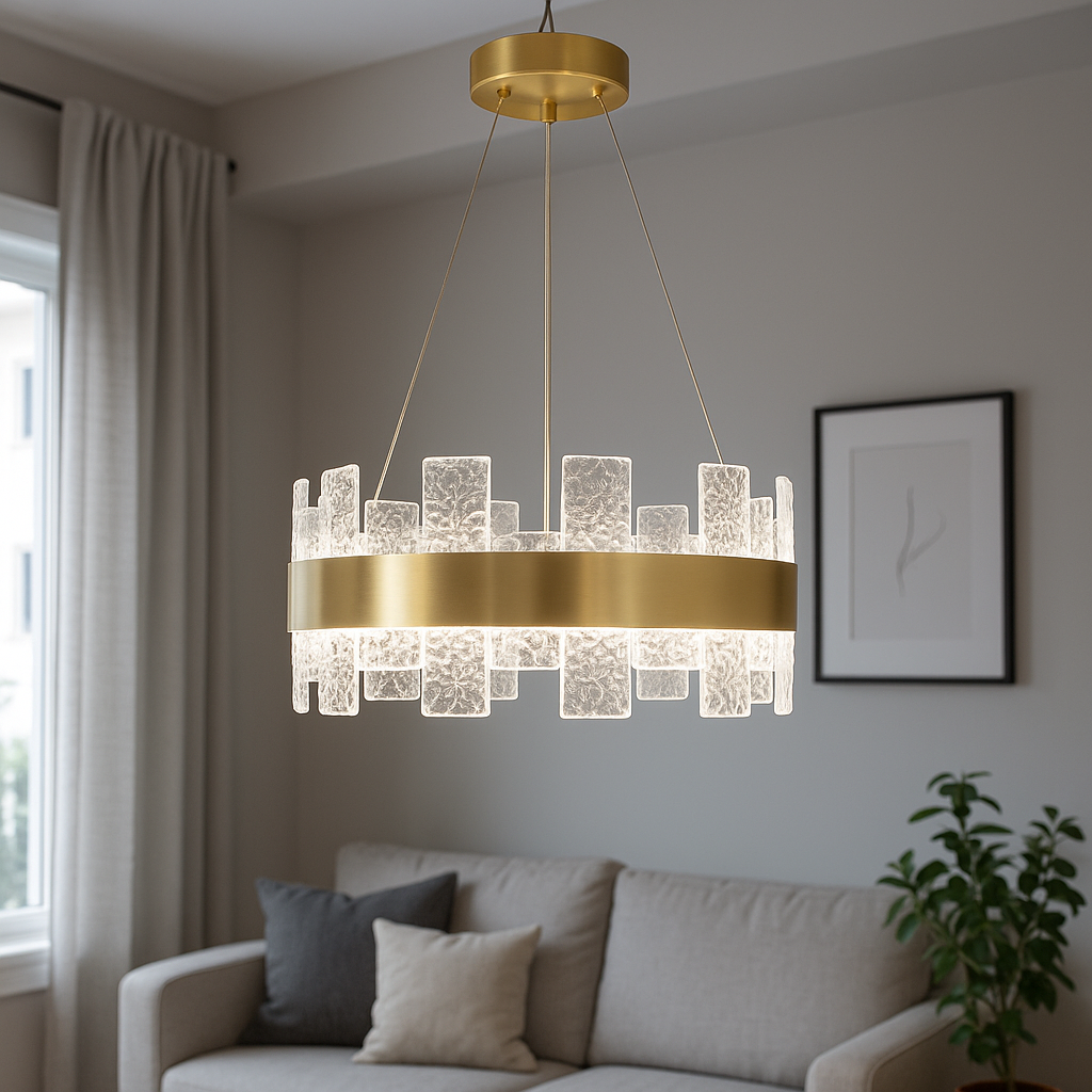 Besa 6079-4 Modern Geometrik 4’lü Avize – Siyah ve Pirinç Detaylı Cam Küre Sarkıt Aydınlatma