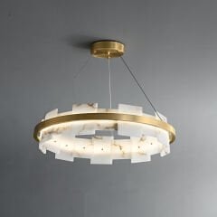 Besa 6285-6 Modern Orbital Tasarım 6’lı Avize – Eskitme Pirinç Gövdeli Cam Küre Aydınlatma