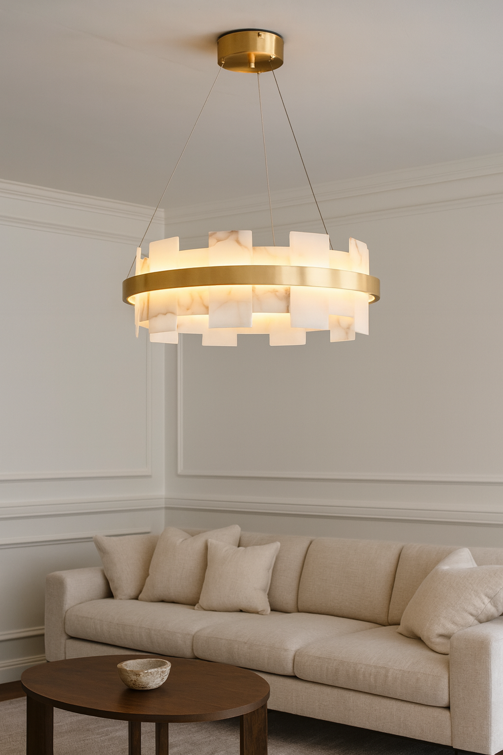 Besa 6285-6 Modern Orbital Tasarım 6’lı Avize – Eskitme Pirinç Gövdeli Cam Küre Aydınlatma