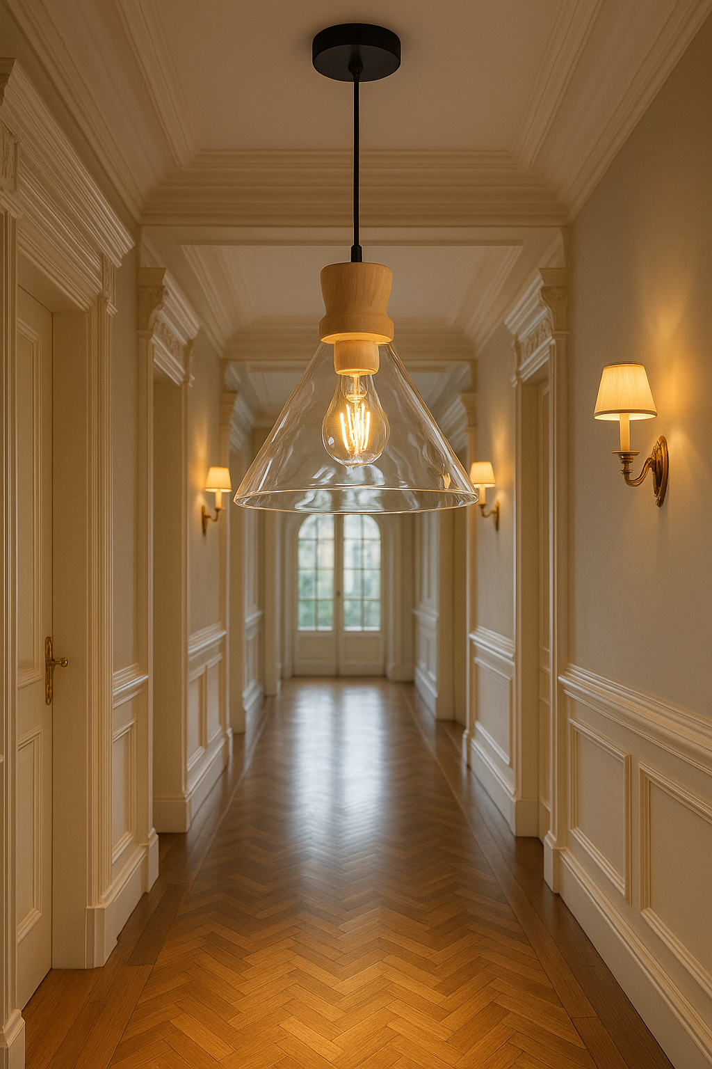 Besa 3335-A Doğal Mermer Gövdeli Pirinç Detaylı Lüks Sarkıt – Modern Tasarım Tekli Avize