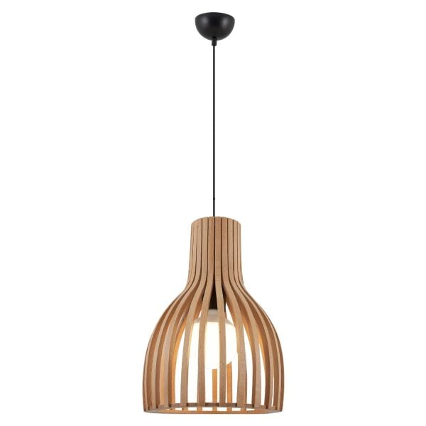 Doğal Ahşap Oval Sarkıt Avize 35 cm – Modern Tasarım