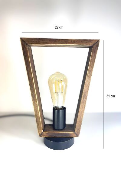 Modern Ahşap Masa Lambası 31 cm – Endüstriyel Tasarım E27 Dekoratif Abajur
