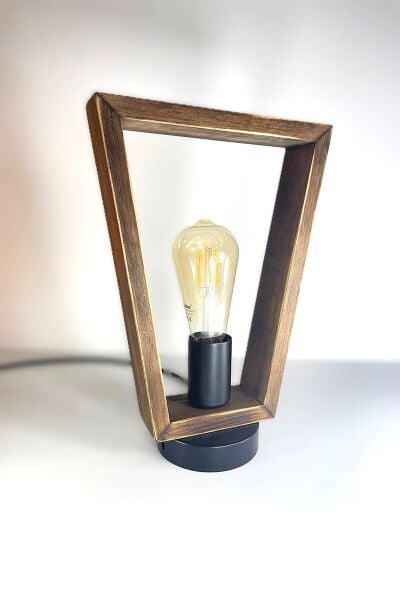 Modern Ahşap Masa Lambası 31 cm – Endüstriyel Tasarım E27 Dekoratif Abajur
