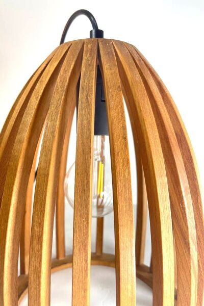 Ahşap Masa Lambası 25 cm – Modern Rustik Tasarım E27 Dekoratif Abajur