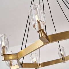 Besa 6031-8 Modern Pirinç ve Siyah 8’li Avize – Geniş Salon ve Yemek Odası İçin Dairesel Tasarım Aydınlatma