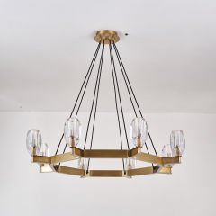 Besa 6031-8 Modern Pirinç ve Siyah 8’li Avize – Geniş Salon ve Yemek Odası İçin Dairesel Tasarım Aydınlatma