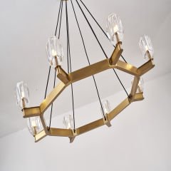 Besa 6031-8 Modern Pirinç ve Siyah 8’li Avize – Geniş Salon ve Yemek Odası İçin Dairesel Tasarım Aydınlatma