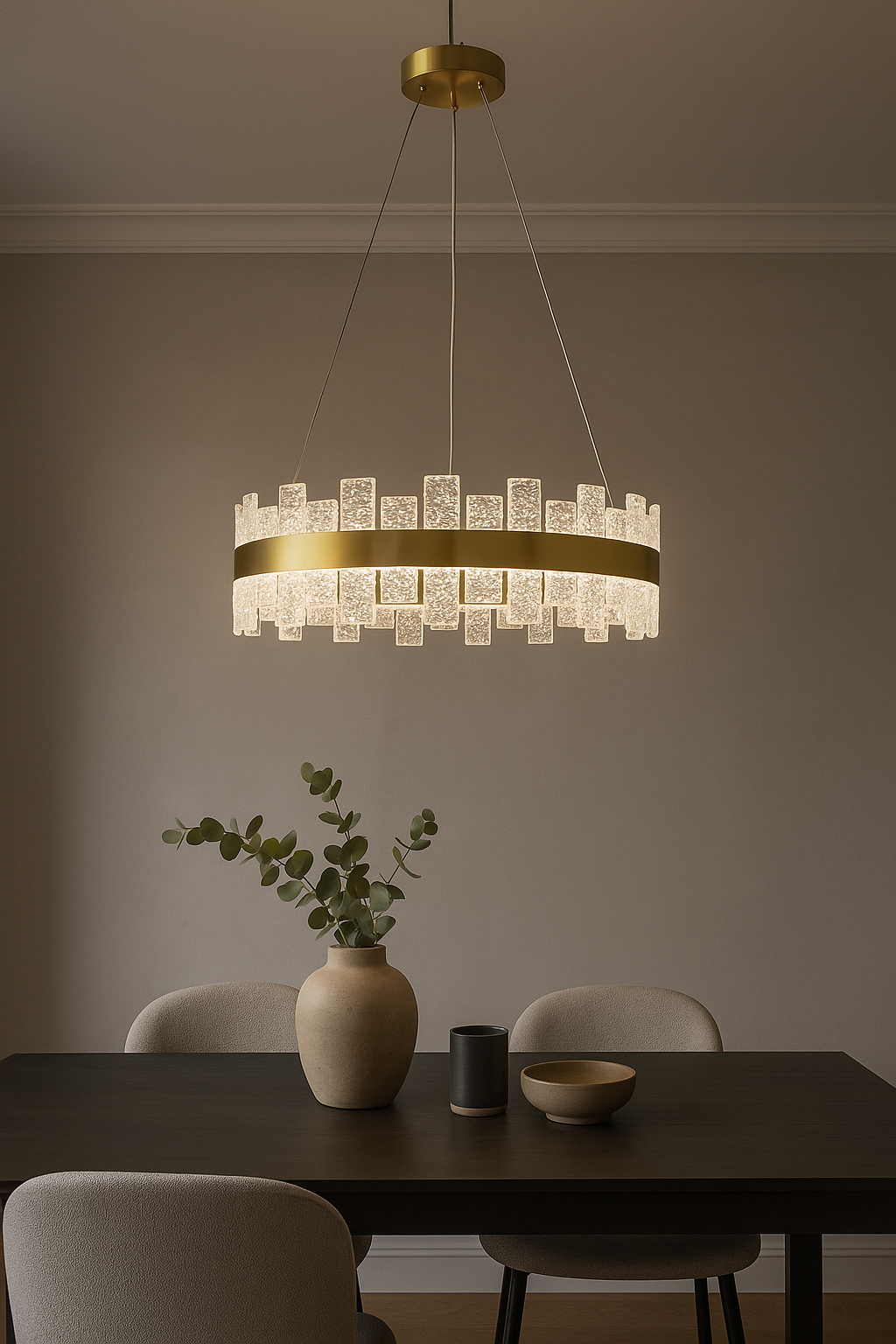 Besa 6079-6 Modern Endüstriyel 6’lı Avize – Siyah ve Gold Detaylı Tasarım Salon Aydınlatması