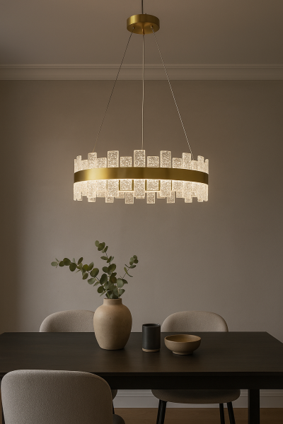Besa 6079-6 Modern Endüstriyel 6’lı Avize – Siyah ve Gold Detaylı Tasarım Salon Aydınlatması
