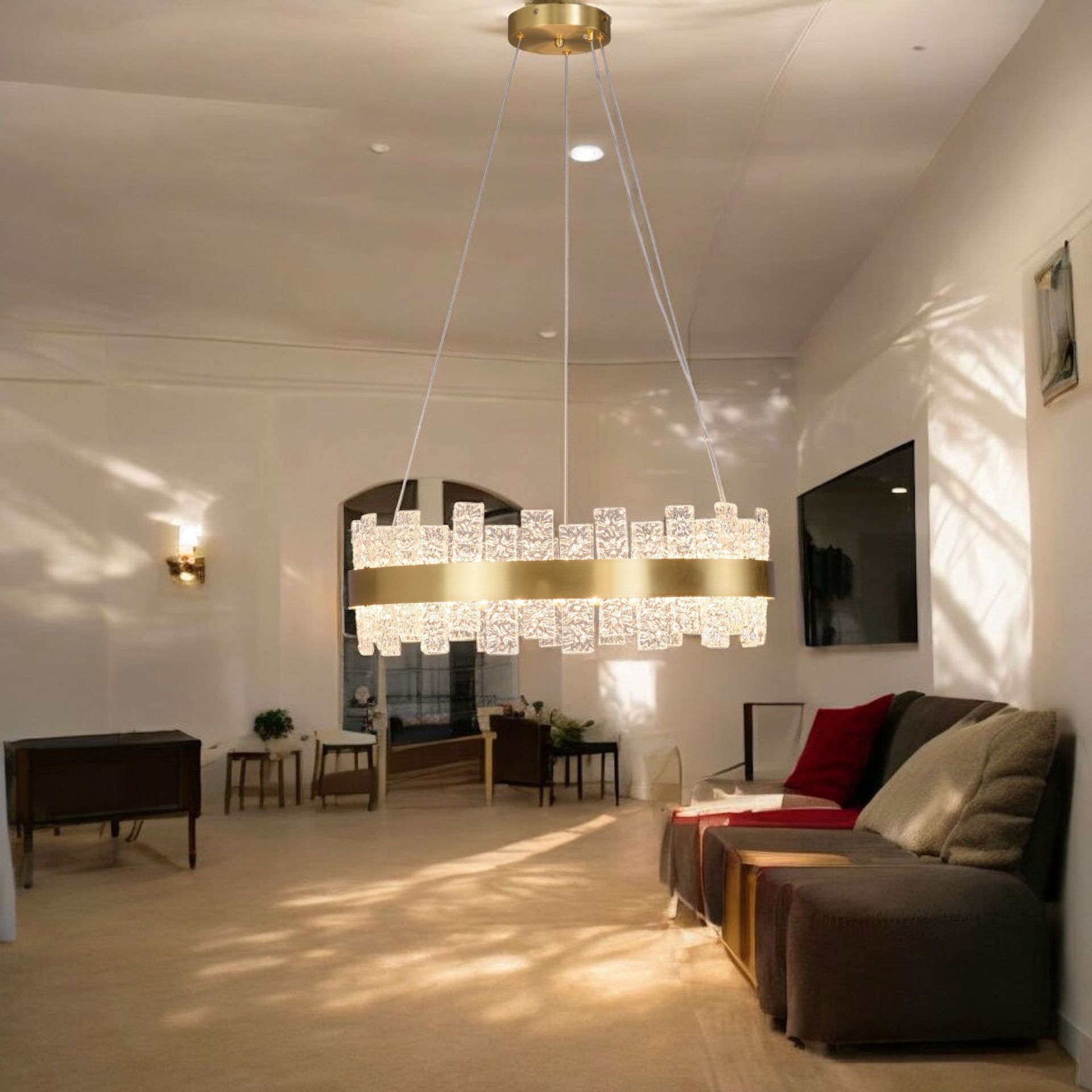 Kristal Camlı Sarkıt Avize 60cm çapında Kod: 6079-6