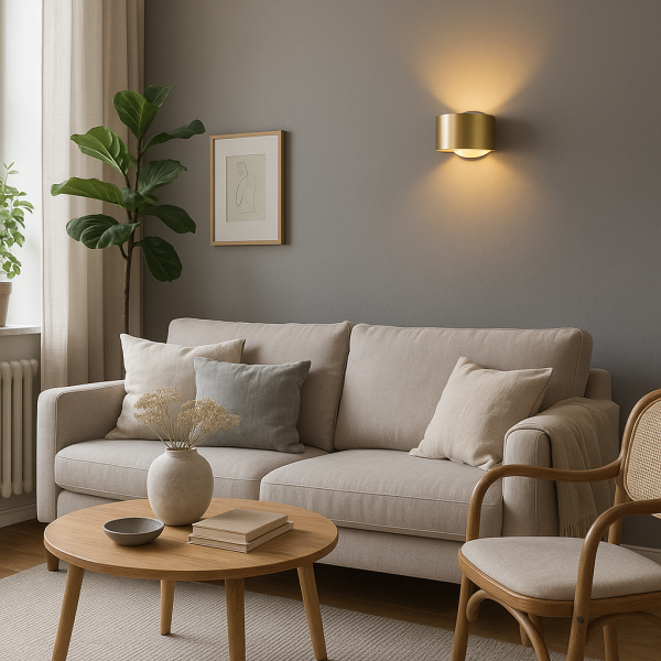 Besa 85020-1W Pirinç Renkli Modern Duvar Apliği – Beyaz Opal Küre Camlı Tasarım Aydınlatma