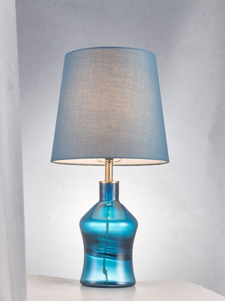 Renkli Cam Gövdeli Kumaş Şapkalı Masa Lambası | Modern Dekoratif Abajur