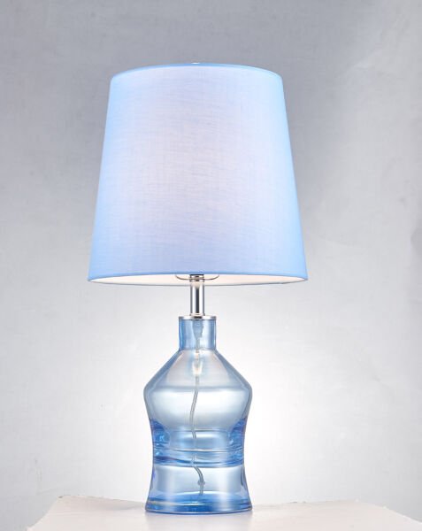 Renkli Cam Gövdeli Kumaş Şapkalı Masa Lambası | Modern Dekoratif Abajur