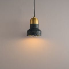 Doğal Mermer ve Pirinç Geniş Silindir LED Tekli Sarkıt – Mutfak