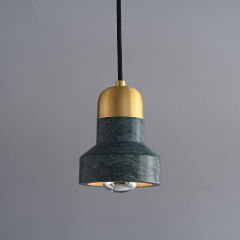 Besa 3287 Doğal Mermer ve Pirinç Modern Tekli LED Sarkıt – Geniş Silindir Tasarım Mutfak ve Masa Üstü Avize