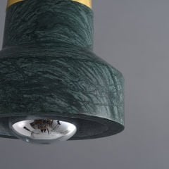 Doğal Mermer ve Pirinç Geniş Silindir LED Tekli Sarkıt – Mutfak