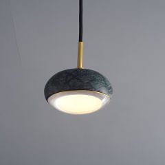 Besa 3289 Doğal Mermer ve Pirinç Tekli LED Sarkıt – Modern Silindir Tasarım Mutfak ve Masa Üstü Avize