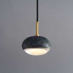 Besa 3289 Doğal Mermer ve Pirinç Tekli LED Sarkıt – Modern Silindir Tasarım Mutfak ve Masa Üstü Avize