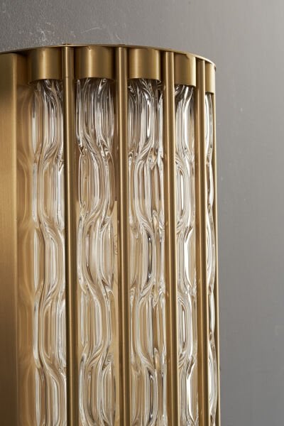 Besa 6302-2 Pirinç Kaplama Desenli Kristal Duvar Apliği – Lüks Salon ve Yatak Başı Aydınlatma