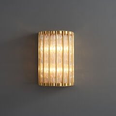 Besa 6302-2 Pirinç Kaplama Desenli Kristal Duvar Apliği – Lüks Salon ve Yatak Başı Aydınlatma