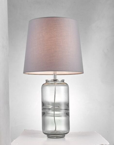 Renkli Cam Gövdeli Kumaş Şapkalı Masa Lambası | Modern Dekoratif Abajur (L – S Boy Seçenekli)