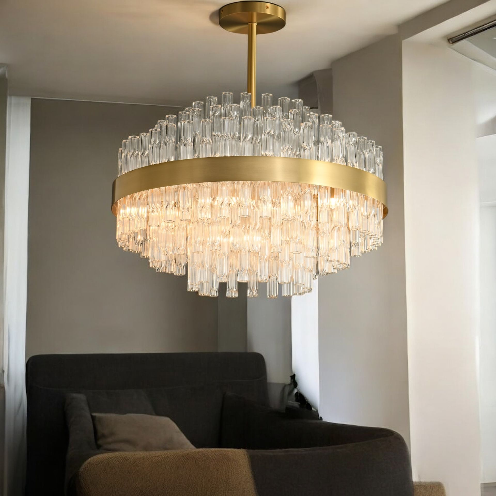Desenli Kristal Avize 60cm çapında 6302-6