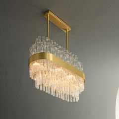 Desenli Kristal Avize Elips 6302-8C