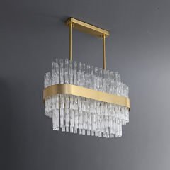 Desenli Kristal Avize Elips 6302-8C