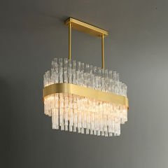 Desenli Kristal Avize Elips 6302-8C