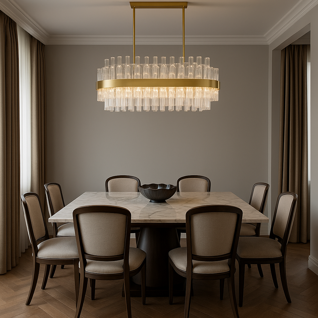 Desenli Kristal Avize Elips 6302-8C