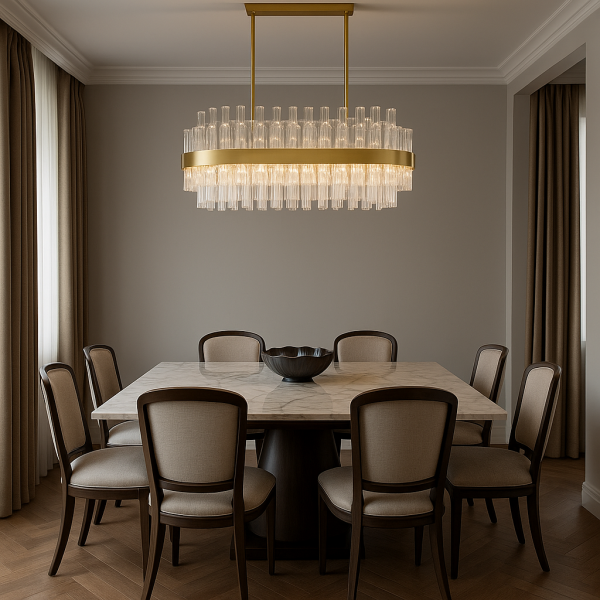 6302-8C Desenli Kristal Taşlı 8 Kollu Lüks Salon Avizesi – Büyük Boy Işıltılı Aydınlatma