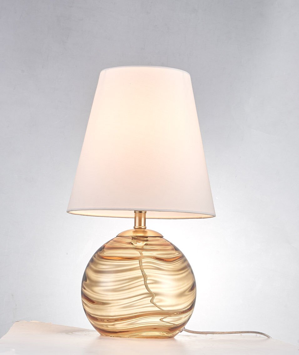 Modern Cam Gövdeli Masa Lambası | Amber & Aqua El Yapımı Cam Abajur | Lüks Dekoratif Masa Aydınlatması