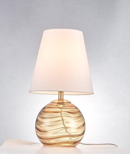 Modern Cam Gövdeli Masa Lambası | Amber & Aqua El Yapımı Cam Abajur | Lüks Dekoratif Masa Aydınlatması