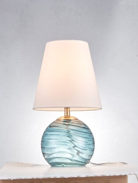 Modern Cam Gövdeli Masa Lambası | Amber & Aqua El Yapımı Cam Abajur | Lüks Dekoratif Masa Aydınlatması
