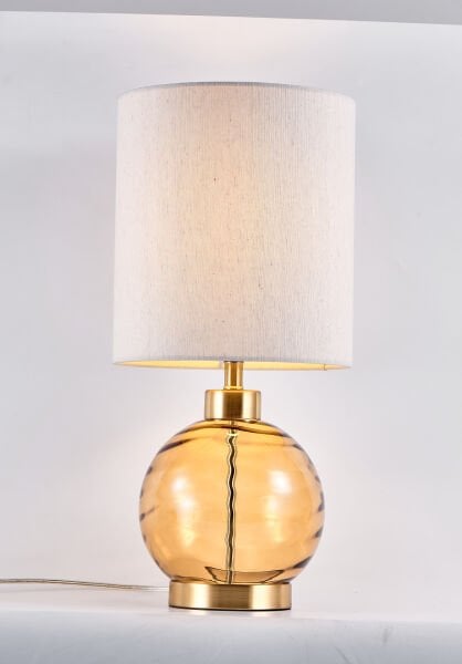 Modern Cam Gövdeli Masa Lambası | Amber & Aqua El Yapımı Cam Abajur | Lüks Dekoratif Masa Aydınlatması