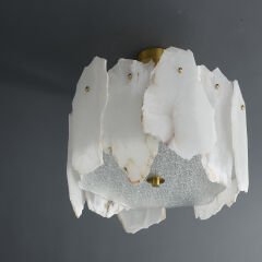 Besa 3243 Doğal Alabaster Mermer Plafonyer Avize – Lüks Taş Tasarım Tavan Armatürü