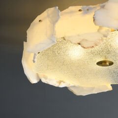 Besa 3243 Doğal Alabaster Mermer Plafonyer Avize – Lüks Taş Tasarım Tavan Armatürü