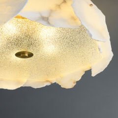 Besa 3243 Doğal Alabaster Mermer Plafonyer Avize – Lüks Taş Tasarım Tavan Armatürü