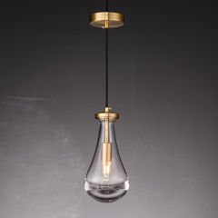 Besa 3256 Damla Cam Modern Tekli Sarkıt Avize – Mutfak, Yemek Masası ve Yatak Odası Aydınlatması