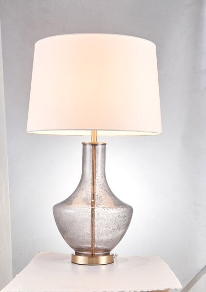 B19011 Cam Gövdeli Modern Masa Lambası | Baloncuk Dokulu Dekoratif Abajur