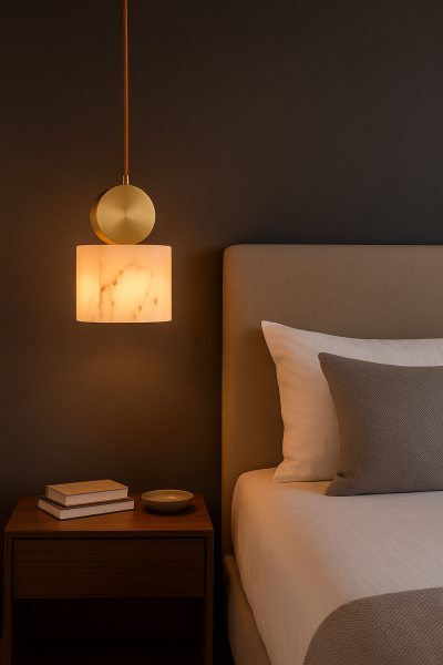 Kare Alabaster Mermer Pirinç Tekli Sarkıt 3260-F