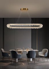 Elips Lineer Sarkıt Avize – Akıcı Elips Formuyla Yemek Masaları İçin Modern ve Fonksiyonel Aydınlatma