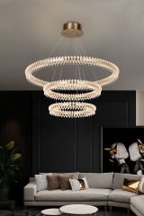 80 cm 3 Katlı Lineer Sarkıt Avize – Mimari Derinlikli ve Uzun Masa Üstü Modern Aydınlatma