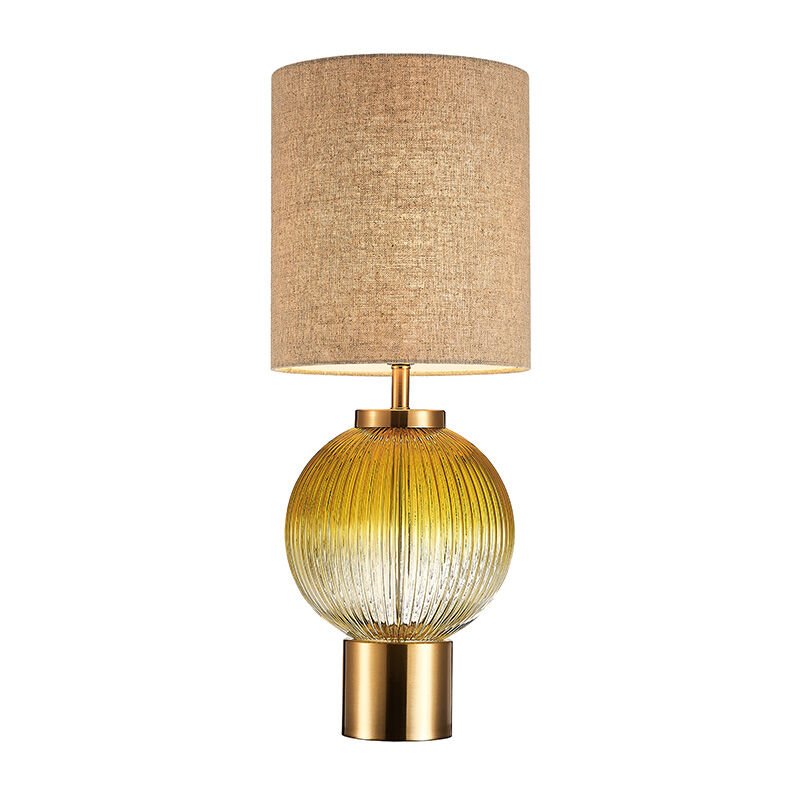 Modern Cam Gövdeli Masa Lambası – Gold Detaylı