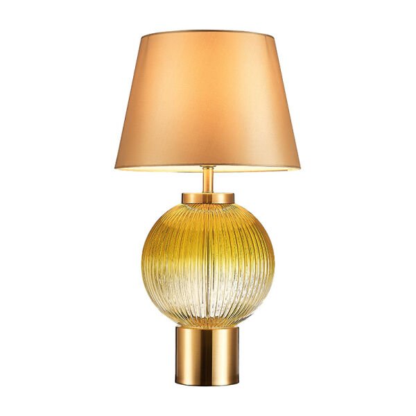 Modern Cam Gövdeli Masa Lambası – Gold Detaylı