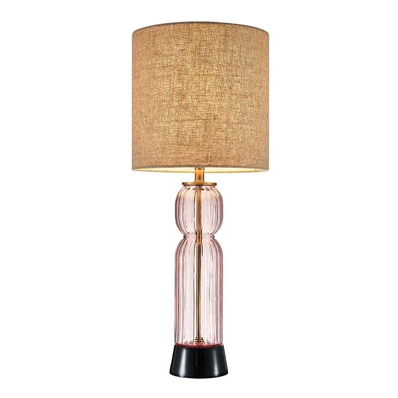 Modern Cam Gövdeli Masa Lambası – Çift Silindir Form