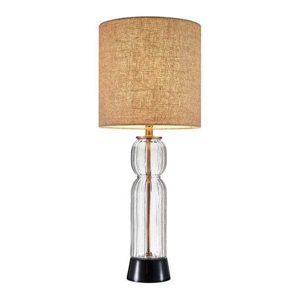 Modern Cam Gövdeli Masa Lambası – Çift Silindir Form