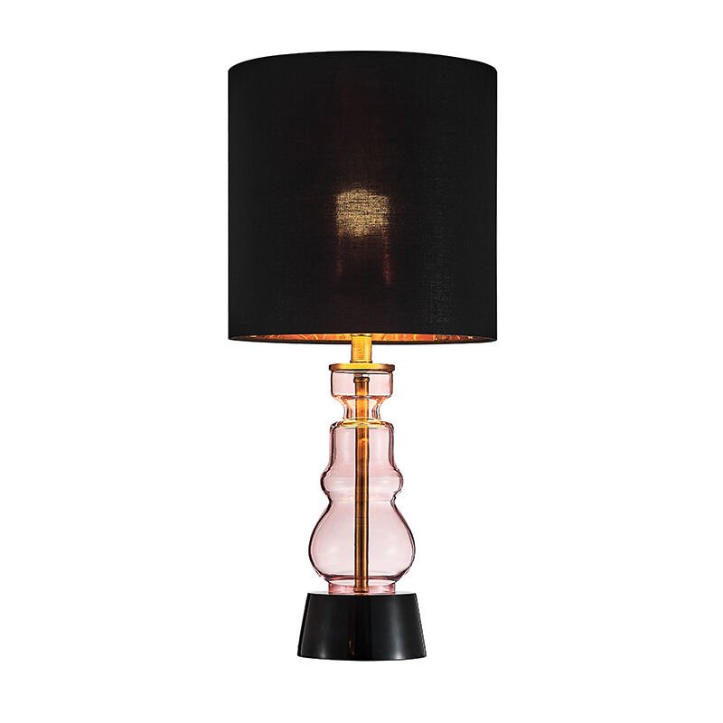 Modern Cam Gövdeli Abajur – Siyah / Amber / Şeffaf Cam Seçenekleri