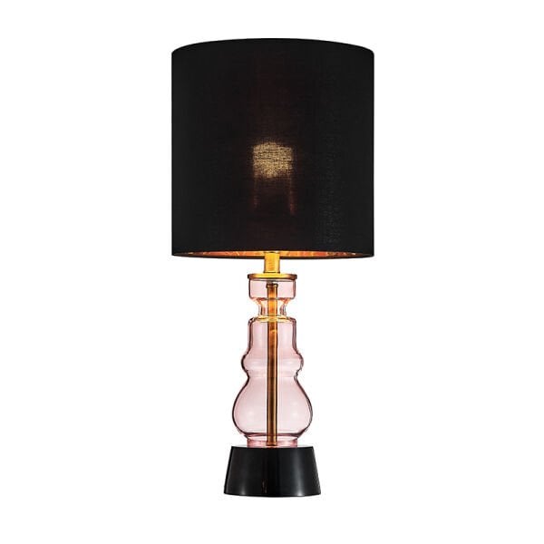 Modern Cam Gövdeli Abajur – Siyah / Amber / Şeffaf Cam Seçenekleri