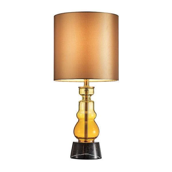 Modern Cam Gövdeli Abajur – Siyah / Amber / Şeffaf Cam Seçenekleri